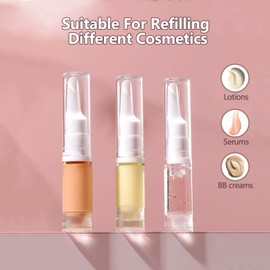 Qancekoo 3pcs Empty Airless Pump Jars, Portable Eye Cream Travel Bottles, Refillable Cosmetic Containers, Duckbill Mouth Vacuum Pump Bottles for Foundation Concealer Face Eye Cream (5ml)