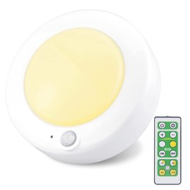 BIGMONAT Wireless LED Shower Light, Battery Powered Ceiling Light with Remote, Motion Sensor Bathroom, Closet Brightness Dimmable, 250 Lumens, 4.8 Inches