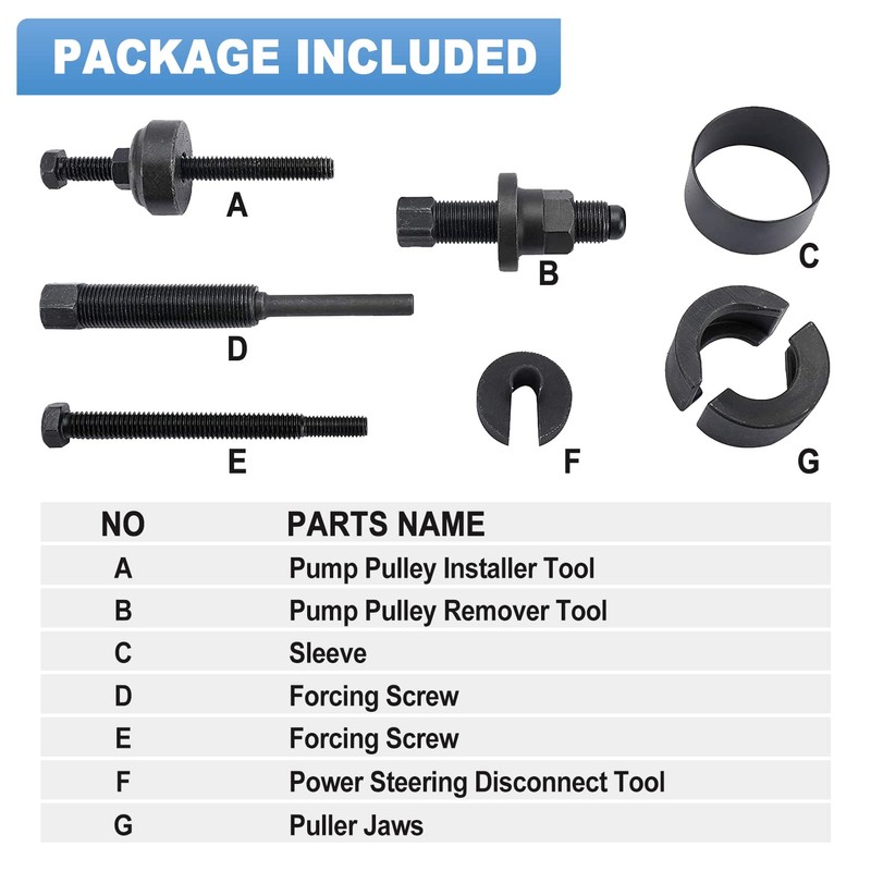 BTSHUB Power Steering Pump Pulley Service Set Puller Remover Installer