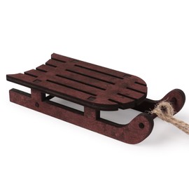 GEBETTER Miniature Wooden Sledge 11.5 x 5 x 2 cm Christmas Mini Wooden Sledge Gnome Accessories for Christmas Gnome Winter Decoration for Winter Landscapes Christmas Decoration Christmas Tree