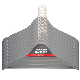 YG Living Gray Wooden Hangers - 20 Pack - Elegant Clothes Hangers - Heavy Duty with Notches for Coats, Suits, Jackets - Perfect for Closet, Dorm, Teens and Adults