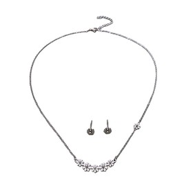 Celestara Jewelry 14K Gold-Plated European Daisy Flower Design Pendant Necklace with Earrings for Women - Exquisite Box (Silver)