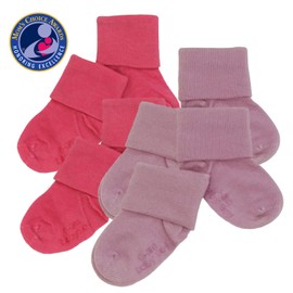 Babysoy Newborn Baby Girl Gripper Socks - Toddler Ankle Non-Slip Socks with Grips- Pack of 4s – (0-6 Months, Lavender-berry)