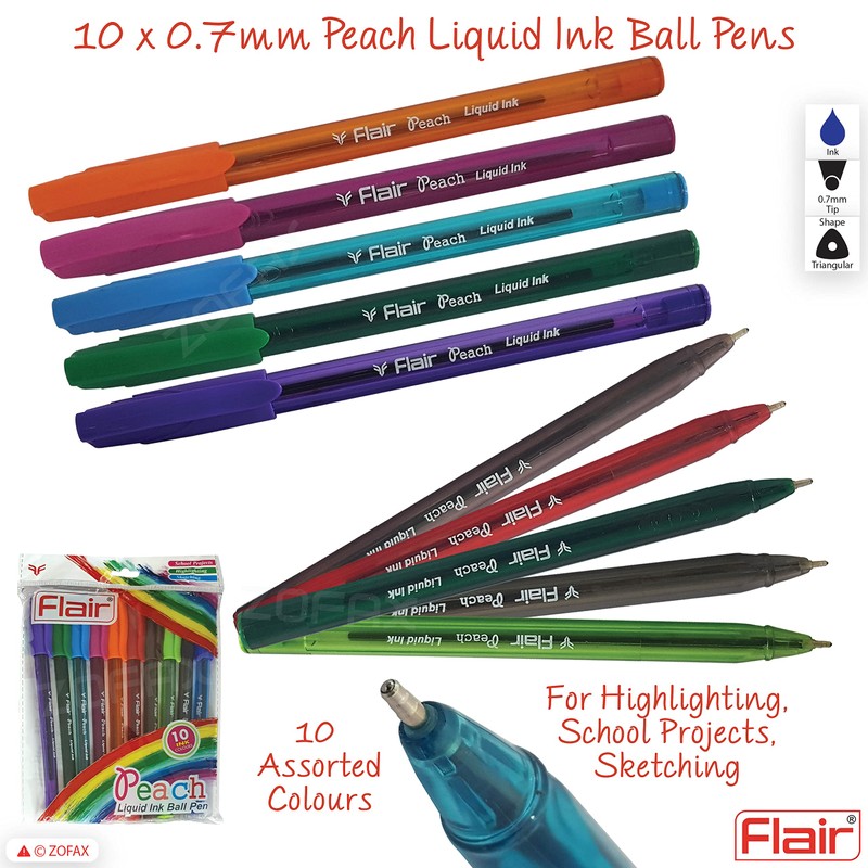 Flair 10 x 0.7mm Peach Liquid Ink Ballpoint Pens Projects