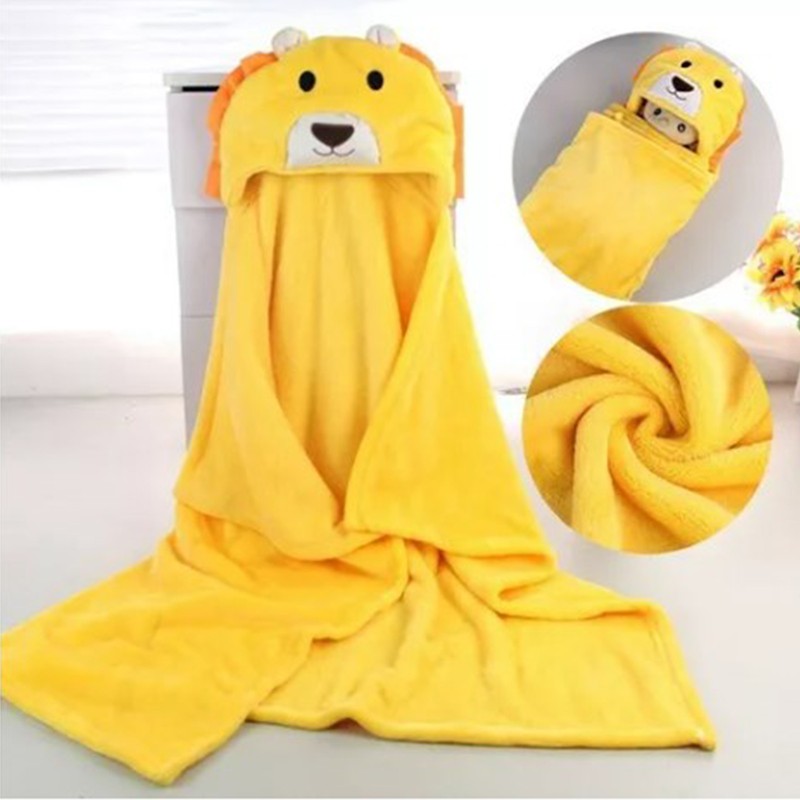 Yellow Lion Infant Flannel Blanket Stuffed Animal Head Baby Blanket