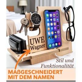 Personalisierte Docking Station Holz – Geschenk für Männer zum Geburtstag – Gravur Geschenkidee für Freund oder Ehemann – Organizer mit Liebe gemacht – Romantisches Männergeschenk