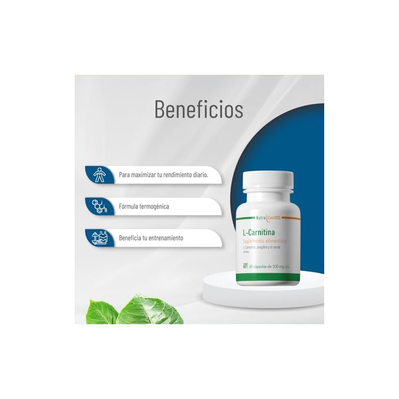 Nutrasien100 L-Carnitina 500 mg | Con Té Verde y Jengibre