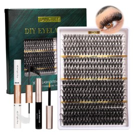 Cluster Lashes 320PCS Fluffy Individual Eyelashes 30D+40D+80D+100D Lash Extension Kit 12-20MM Natural Lash Clusters DIY Eyelash Extension Kit with Lash Bond and Seal Lash Tweezers-30+40+80+100D