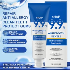 9.9% Hydroxyapatite Toothpaste for Enamel Repair & Remineralizing Gum, Nano Hydroxyapatite Enamel Repair Toothpaste, Fluoride-Free Whitening for Sensitive Teeth,Fresh Mint