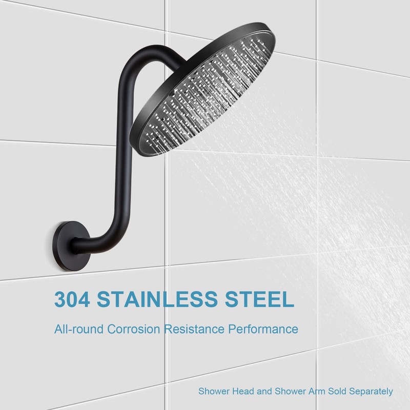 OFFO Shower Head Extension Arm 8 Inch, Matte Black S