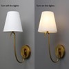 PERMO Antique Goose-Neck Wall Sconce with White Fabric Shade Hardwired