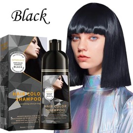 Hair dye Shampoo, Quick hair dye,hair care,Fruity aroma-Black & Brown-3-In-1 Color–Plant extracts-Long Lasting–500 Ml:_Black