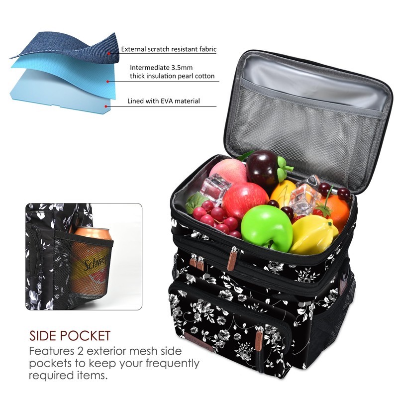 MIYCOO Lunch Bag for Women Men Double Deck Lunch Box