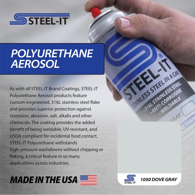 Steel-It 1050B Polyurethane Aerosol, Industrial Paint Coatings, Weldable, Easy to