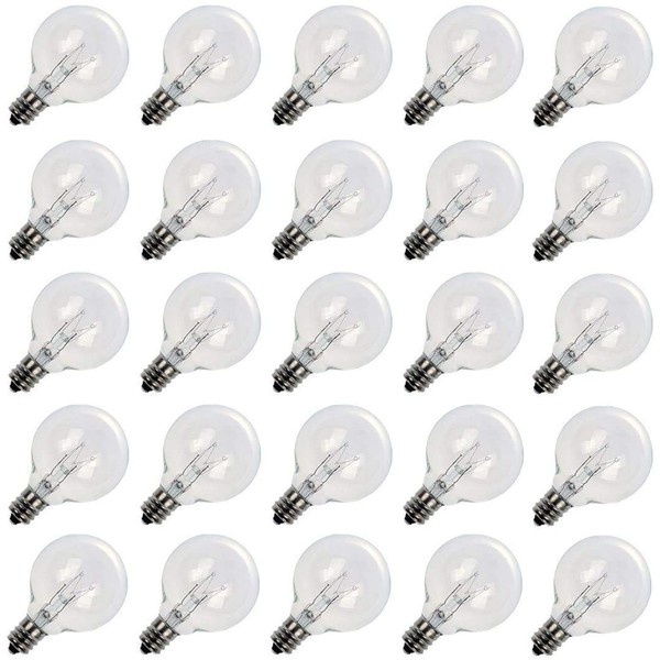 Brightown G40 Replacement Light Bulbs 5W Clear Globe Bulb fits E12 C7 Candelabra Screw Base Sockets, 1.5 Inch Dimmable Light Bulbs for Indoor Outdoor Patio Decor, Pack of 50