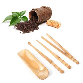 4 Pieces Tea Set Bamboo Natural Bamboo Tea Set Teaspoon Chinese Classic Tea Service Tool Tea Ceremony Accessories Gift