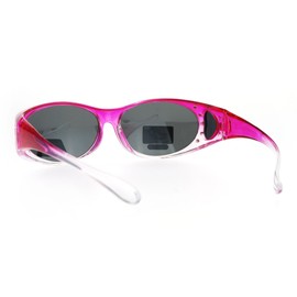 Polarized Fit Over Glass Sunglasses Womens Rhinestone Oval Frame Pink Ombre