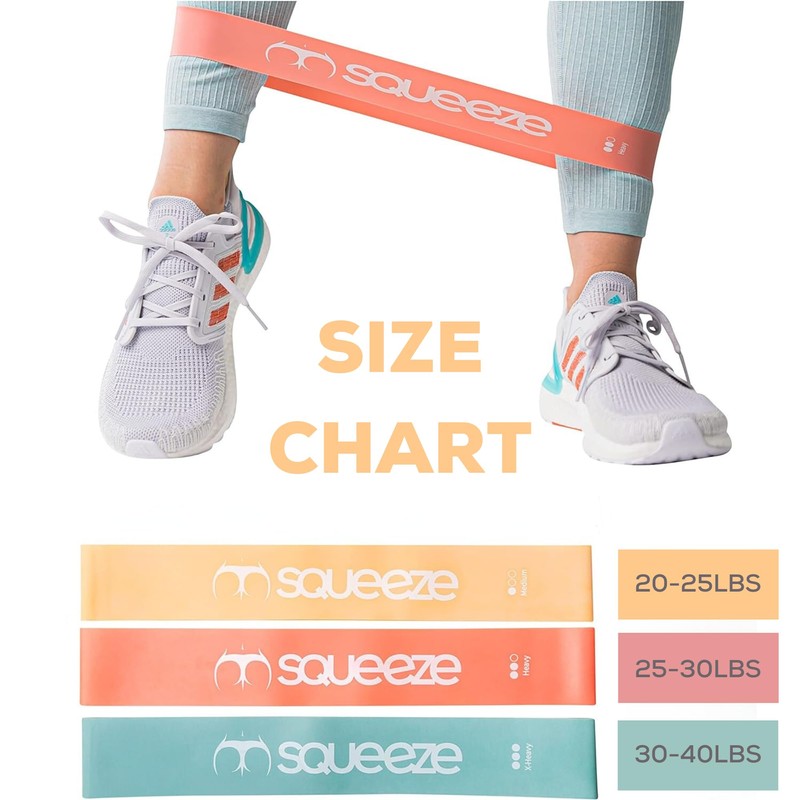 Squeeze Bands, Exercise Bands for Women, 3 Flat Long Pilates