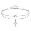 URONE Aeroplane Anklet Bracelets for Women 925 Sterling Silver Moonstone