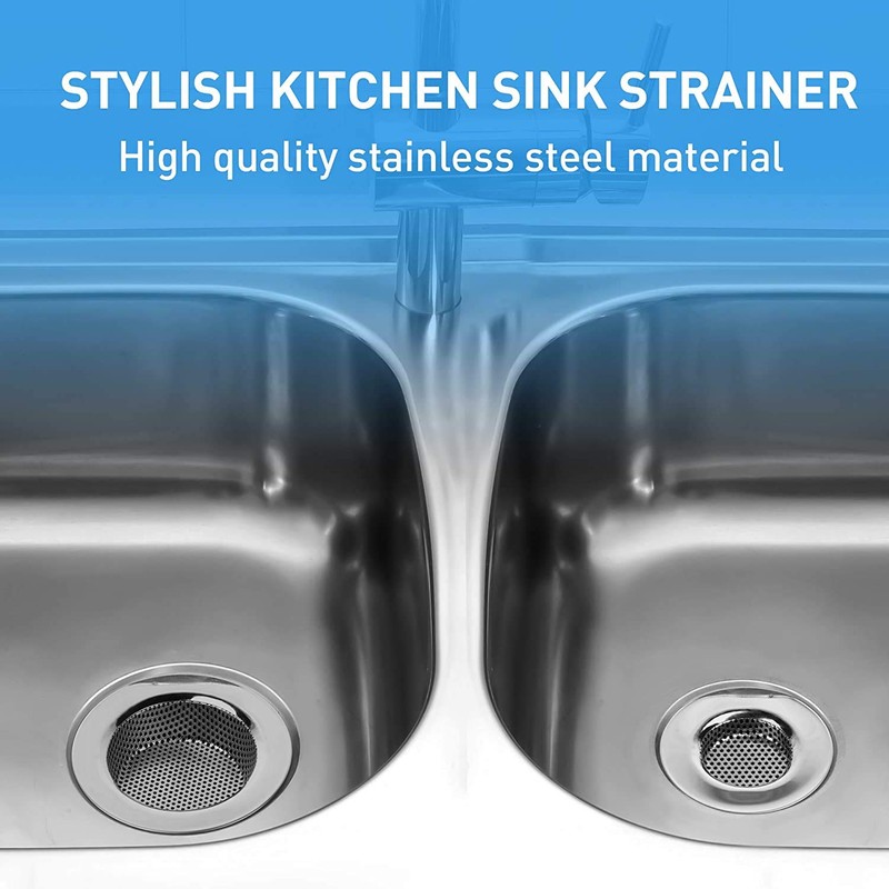 Qinglele 2pcs Kitchen Bathroom Sink Strainer, Stainless Steel Drain Filter,