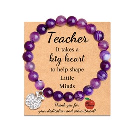 Kamwish Teacher Bracelet Daycare Kindergarten Teacher Appreciation Gifts for Women, End of The Year Gifts from Student- Purple