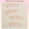 24PCS Almond False Nails - French Tip Nude Fake Nails