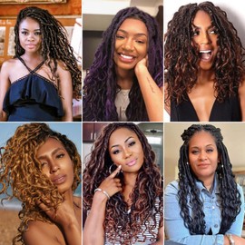 3 Tone Faux Locs Crochet Hair With Curly Ends 18 Inch Soft Locs Pre looped Goddess Locs Crochet Hair Wavy Crochet Hair Deep Wave Crochet Locs for Black Women (18 Inch/Pack of 8, 1B/Gray/White)