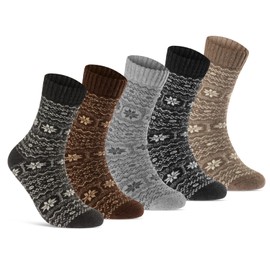 5 Pairs of Wool Socks for Men and Women Winter Socks Soft & Warm, Mix 4