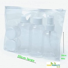 Travel Toiletry Bag, 5 Refillable Travel Tins 100ml Aeroplane Clear with 5 Accessories for Liquids, Travel Accessories for Airport Control, Clear Travel Cosmetic Bags, transparent, travel cosmetic