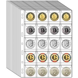 20 Sheets Coin Collection Supplies Pages, Standard 9-Holes Coin Collection Pages Coin Binder Sleeves for Coin Stamp Currency Collection (20 Pocket)