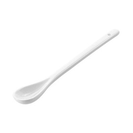 AKOAK 6.7" Ceramic Egg Spoon Set (5 Pieces), White Long-Handled Teaspoon for Coffee, Tea, Yogurt, Ice Cream, Sauces and Desserts, Espresso Stirrer
