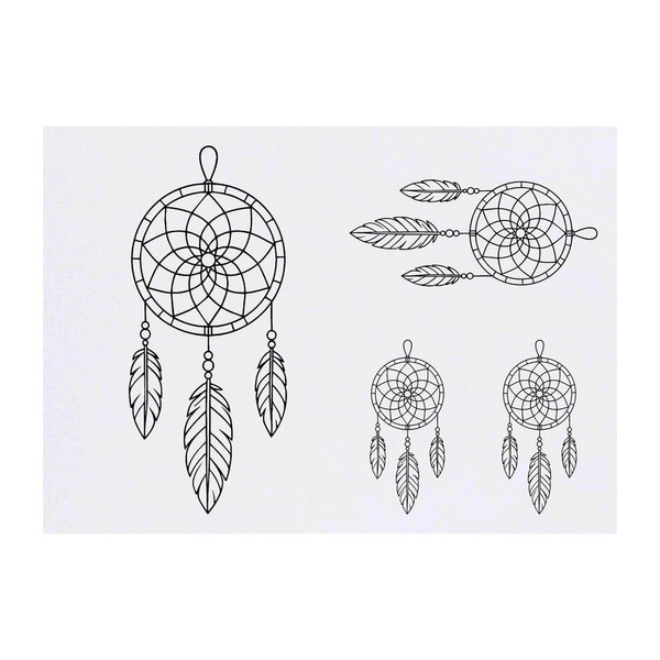 4 x 'Dream Catcher' Temporary Tattoos - Water Resistant, Skin-Safe,