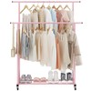 Calmootey Double Rod Clothing Garment Rack,Rolling Hanging Clothes Rack,Portable Clothes