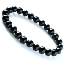 Bracelet for Men Women Onyx Black Agate Natural Stone Power Stone 8mm, Glass Stone