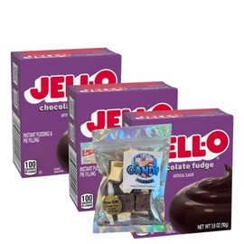 Pie Filling Mix & Instant Pudding 3.9 oz Box (Pack of 3) with Candy Freezer 1 oz. Freeze Dried Ice Cream Bites (Chocolate Fudge) Candy
