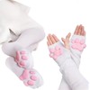 TERUIAOD Cat Paw Socks and Paw Gloves Set,Pink Cute Thigh