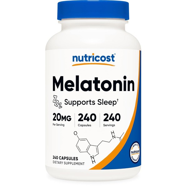 Nutricost Melatonin 20mg, 240 Capsules, Non-GMO Gluten Free - Producto