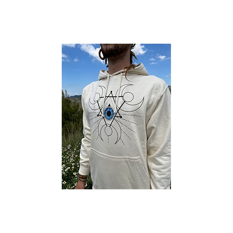 Creme-wei√üer Hoodie Allsehendes Auge (XL)