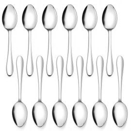 12-Piece Teaspoons, E-far 6.7 Inches Stainless Steel Small Spoons for Home Kitchen Restaurant, Mirror Polished & Dishwasher Safe