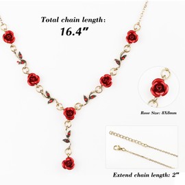Buyongwant Irregular Red Rose Necklace for Women Vintage Jewelry Fashion Valentine's Day Jewelry 19.29 inches