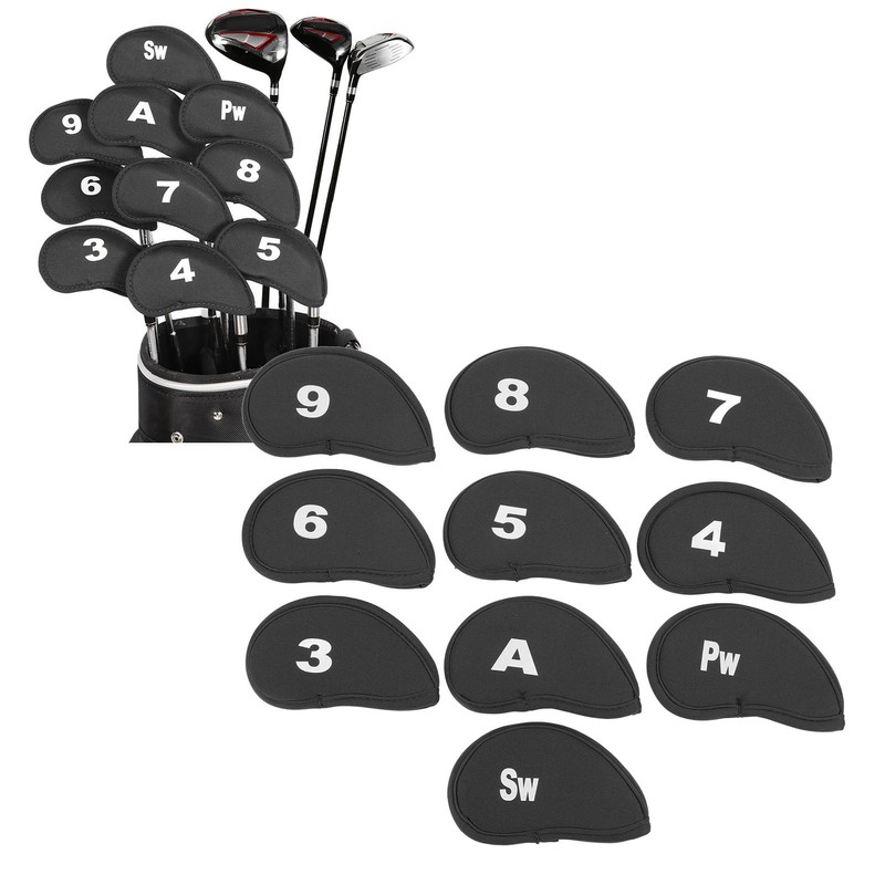 10Pcs Golf Iron Covers Set Clear Numbers Soft Protective Golf