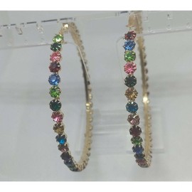 Rhinestone Hoops - Color: Gold/multi