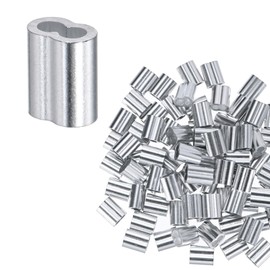 M METERXITY 200-Pack Aluminum Crimping Loop Sleeves, 2mm 5/64" Double Round Barrel Wire Rope Sleeves Cable Ferrule for Wire Rope/Cables Crimping Loop Sleeve