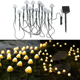 Solar Fairy Lights Outdoor LED Solar Light Mushroom String Light Waterproof Outdoor Garden Lawn Stakes Lamps for Home Yard Courtyard