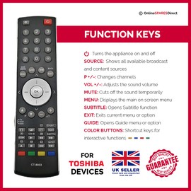 Replacement TV Remote Control For Toshiba 23WLT56B 26WLT66 27WLT56B