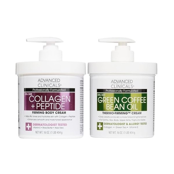 Advanced Clinicals Collagen + Peptides Firming Body Cream + Green