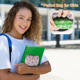 Likesing Sanitary Napkin Storage Bag, Leather Portable Period Bag for Girls Women, Sanitary Napkin Period Pad Pouch Tampon Holder for Purse, Small Make Up Bags(Pink)