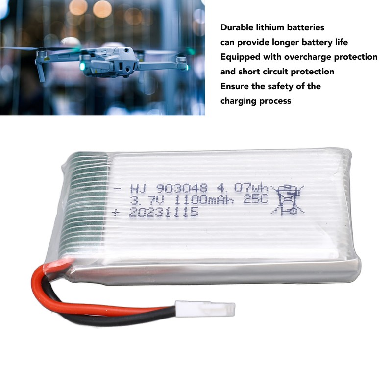 3.7V 1100mAh Lithium Battery Lithium Polymer Battery with XH2.54 Plug