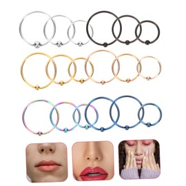 SAFIGLE 18pcs Circle Nose Ring Piecing Nose Studs Lugs for Women Body Piecing Jewelry Ladies Jewelry Hoop Nose Ring Nose Hoop Nose Rings Small Nose Studs Nose Studs Jewelry Stainless Steel