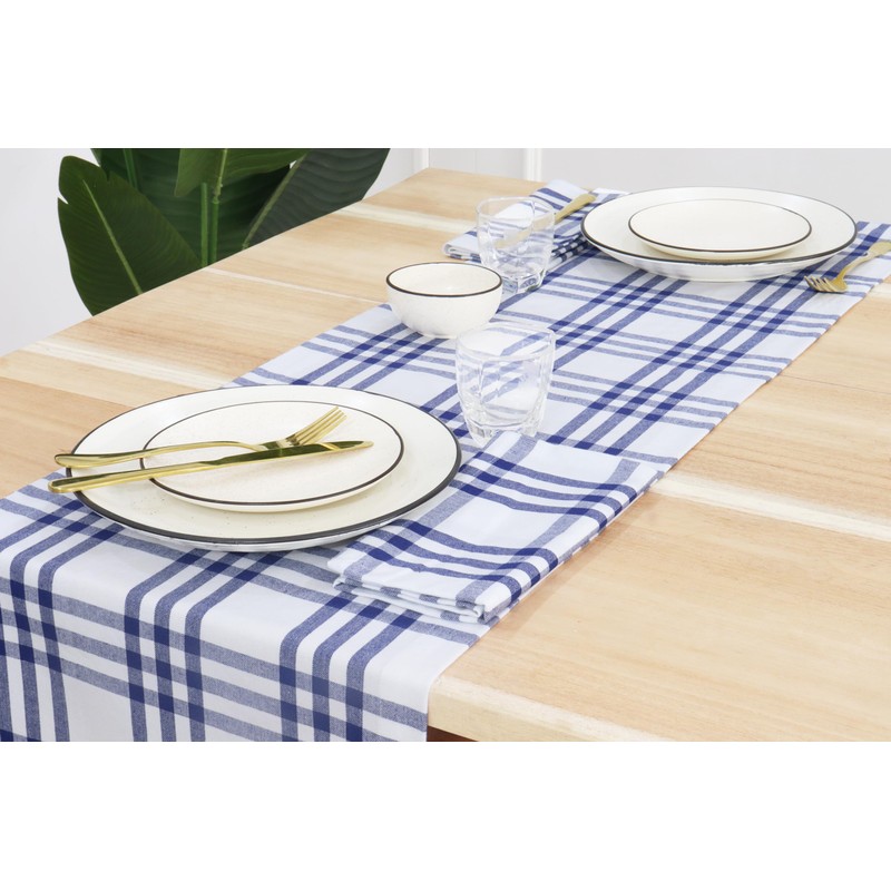 PurpleEssences Homestead Plaid Table Runner 14 x 108 inch Classic